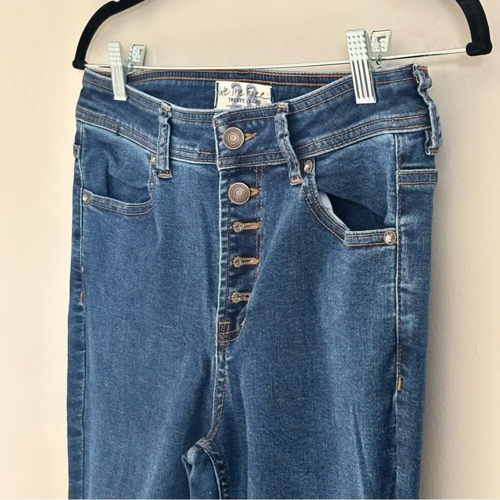 We the free Free People Palo Alto Boot Cut Button Fly Jeans Boho Western Size 28 - Picture 4 of 9